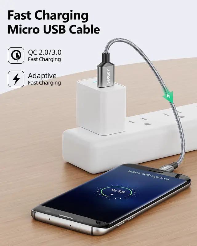 Alt view image 4 of 6 - Short 6-inch Micro USB Cables, 3Pcs 0.5FT Android Charger Fast Charging Data Cord Compatible with Galaxy S6 S7 Edge, Charging Station, TV Stick, PS4, Chromecast, Android Phone