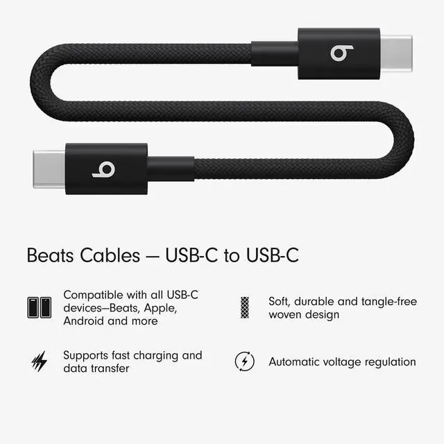 Alt view image 2 of 7 - USB-C to USB-C Woven Short Cable Fast Charging Durable/Tangle-Free Compatible Charger for Apple & Android Devices (8 in, 20 cm) - Bolt Black