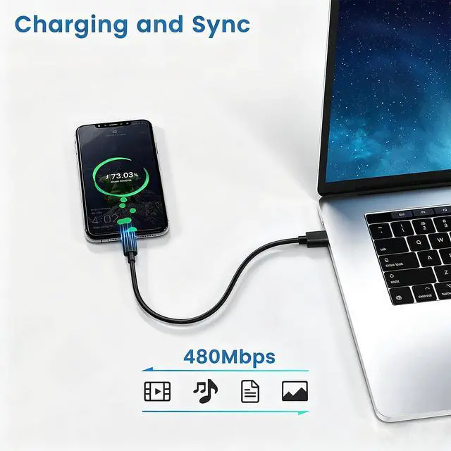 Alt view image 3 of 5 - 6 inch USB C Cable 10-Pack Bulk, USB A to Type C Charging Cord, Black | USBC Fast Charging and Data Transfer Cables, Multipack, 0.5 Foot