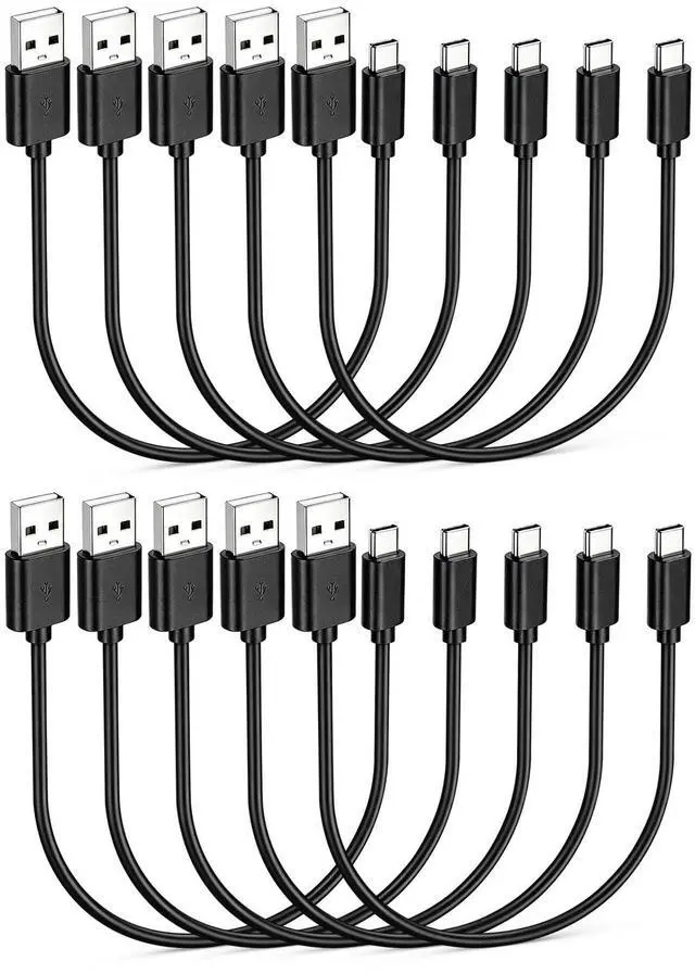 Main image of 6 inch USB C Cable 10-Pack Bulk, USB A to Type C Charging Cord, Black | USBC Fast Charging and Data Transfer Cables, Multipack, 0.5 Foot