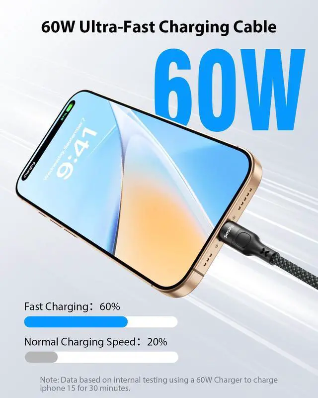 Alt view image 5 of 7 - 6-Pack 0.7Ft Short USB C to USB C Cable, 60W PD Fast Charging Nylon Braided Cord,Compatible with Phone,Tablet,Laptop,Ideal for Charging Station and Power Bank(Black)