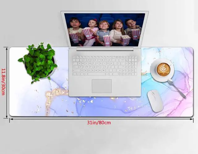 Alt view image 7 of 7 - Extended Gaming Mouse Pad (31.5 X 11.8 in), Large Non-Slip Rubber Base Mousepad,Keyboard Mouse Mat Desk Pad for Work, Game, Office, Home - Blue Purple Rose Gold Marble