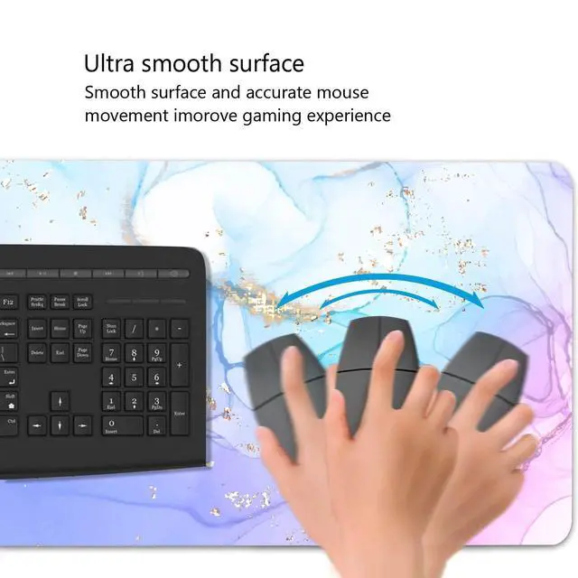 Alt view image 6 of 7 - Extended Gaming Mouse Pad (31.5 X 11.8 in), Large Non-Slip Rubber Base Mousepad,Keyboard Mouse Mat Desk Pad for Work, Game, Office, Home - Blue Purple Rose Gold Marble