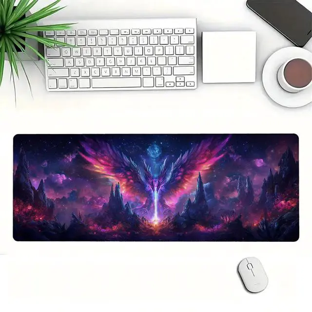 Alt view image 2 of 7 - Dragon Gaming Mouse Pad, Purple and Pink Scale Dark Fantasy Large Gaming Mouse Mat with Stitched Edges,Non-Slip Waterproof Rubber Base Mous Mat, Office Computer Keyboard Laptop Home, 31.5x11.8