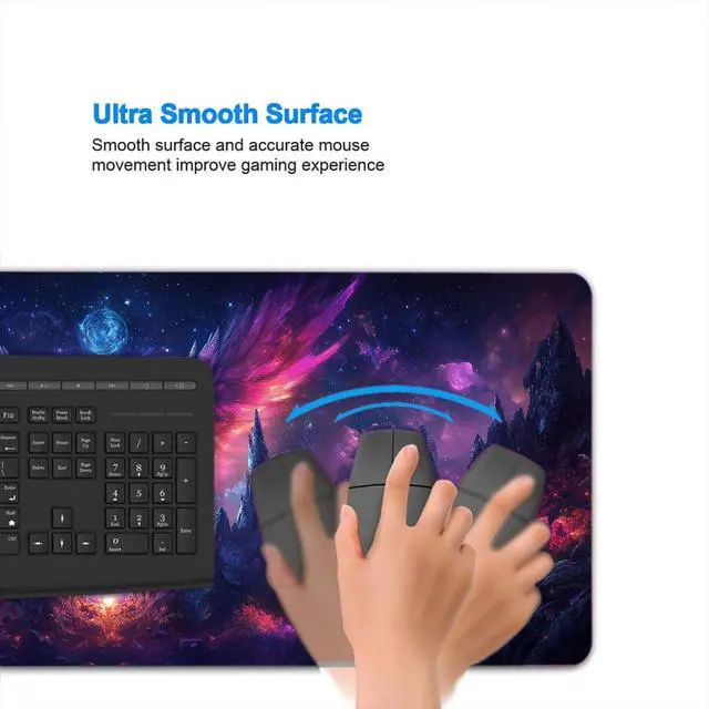 Alt view image 4 of 7 - Dragon Gaming Mouse Pad, Purple and Pink Scale Dark Fantasy Large Gaming Mouse Mat with Stitched Edges,Non-Slip Waterproof Rubber Base Mous Mat, Office Computer Keyboard Laptop Home, 31.5x11.8