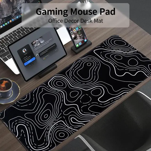Alt view image 2 of 7 - Topographic Mouse Pad Large Desk Mat 31.5" x 11.8", Gaming Mouse Pad | Non-Slip, Durable, with Clear and Fade-Resistant Patterns, 0.3MM Thick, Artistic Style