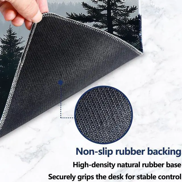 Alt view image 3 of 7 - Mouse Pad, Large Extended Gaming Mouse Pad, Non Slip Rubber Base & Stitched Edges Mousepad, Grey Forest Desk Mat for Office Computer Keyboard Home(35.4 x 15.7 inch, Grey Forest)