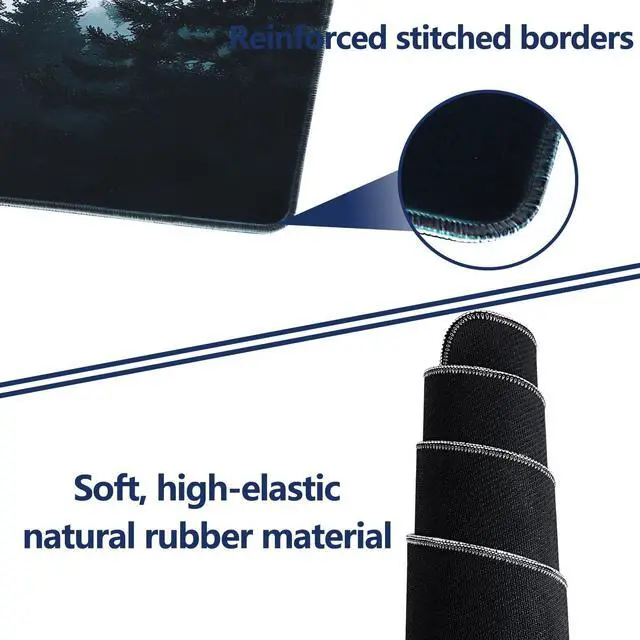 Alt view image 4 of 7 - Mouse Pad, Large Extended Gaming Mouse Pad, Non Slip Rubber Base & Stitched Edges Mousepad, Grey Forest Desk Mat for Office Computer Keyboard Home(35.4 x 15.7 inch, Grey Forest)