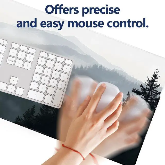 Alt view image 7 of 7 - Mouse Pad, Large Extended Gaming Mouse Pad, Non Slip Rubber Base & Stitched Edges Mousepad, Grey Forest Desk Mat for Office Computer Keyboard Home(35.4 x 15.7 inch, Grey Forest)