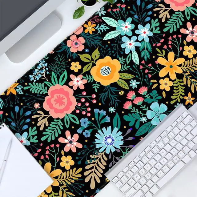 Alt view image 3 of 6 - XXL Large Gaming Mouse Pad & Desk Protector (35.5"x15.8") with Non-Slip Base, Waterproof Surface | XXL Mouse Pad with Stitched Edges for Office Work, Gaming, Home Desk - Blooming Floral