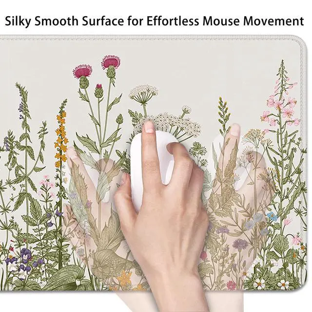 Alt view image 5 of 7 - Flower Mouse Pad - Large, Abstract White, Floral Texture, Keyboard Mat, Gaming | 27.5x11.8 in