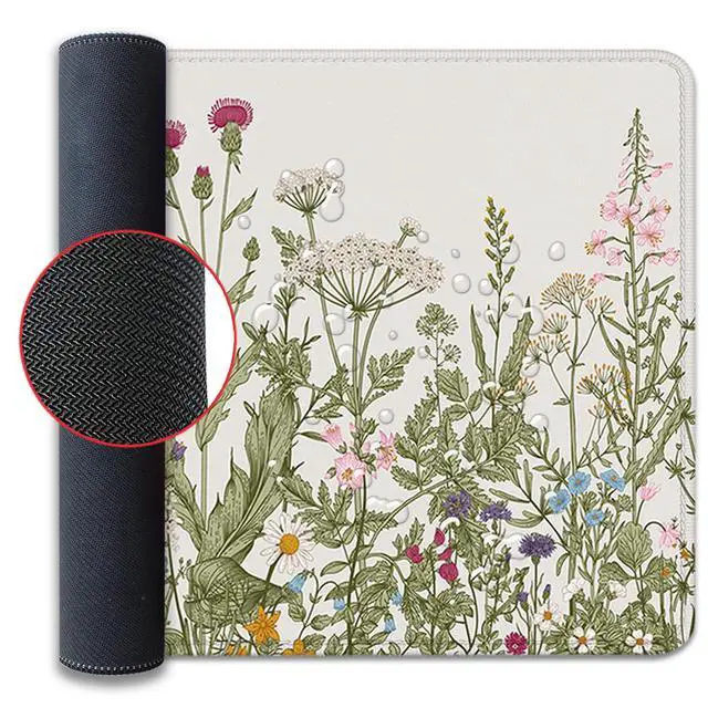 Alt view image 7 of 7 - Flower Mouse Pad - Large, Abstract White, Floral Texture, Keyboard Mat, Gaming | 27.5x11.8 in