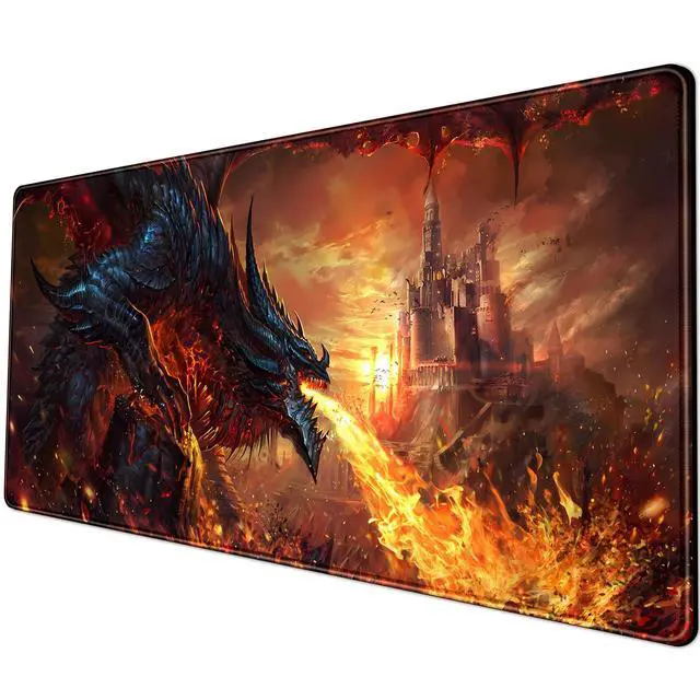 Main image of Japanese Desk Mat Dragon Castle Desk Pad Game Aesthetic Mouse Pad Large Gaming Mousepad Extended Keyboard Pad 31.5 x 11.8 in Laptop Computer Mouse Keyboard Mouse Pads for Desk Decor Mat.