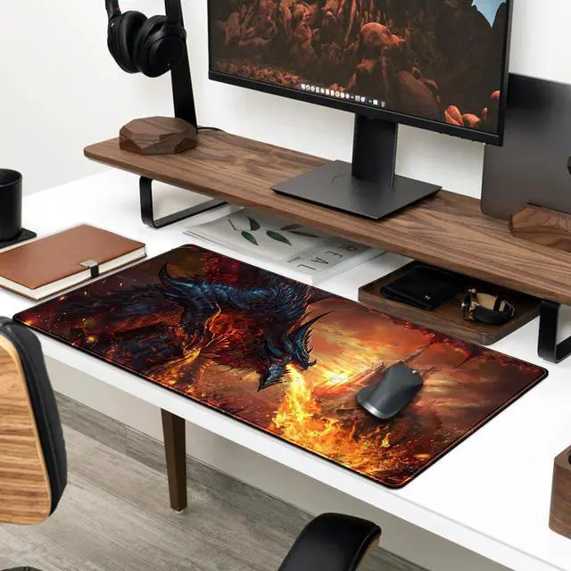 Alt view image 3 of 6 - Japanese Desk Mat Dragon Castle Desk Pad Game Aesthetic Mouse Pad Large Gaming Mousepad Extended Keyboard Pad 31.5 x 11.8 in Laptop Computer Mouse Keyboard Mouse Pads for Desk Decor Mat.