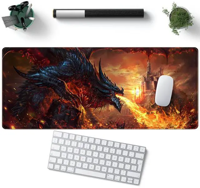 Alt view image 5 of 6 - Japanese Desk Mat Dragon Castle Desk Pad Game Aesthetic Mouse Pad Large Gaming Mousepad Extended Keyboard Pad 31.5 x 11.8 in Laptop Computer Mouse Keyboard Mouse Pads for Desk Decor Mat.