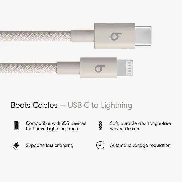 Alt view image 2 of 6 - USB-C to Lightning Woven Cable Fast Charging Durable/Tangle-Free Compatible Charger for Apple Devices w Lightning Ports (1.5 m, 5 ft) - Surge Stone