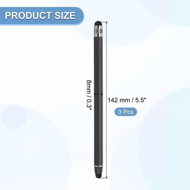 Alt view image 2 of 7 - 3 Pcs Stylus Pens for Touch Screens, 2 in 1 High Sensitivity Universal Pen Capacitive Stylus for Phone Tablets Laptop Touch Screen Devices, Black