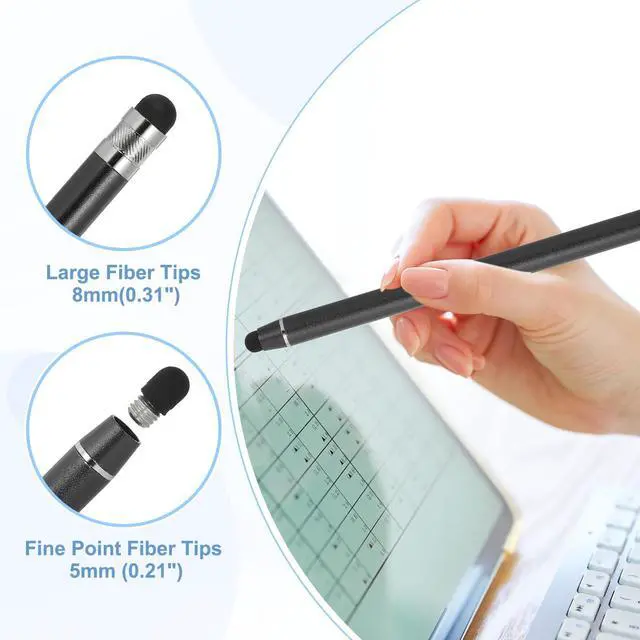 Alt view image 3 of 7 - 3 Pcs Stylus Pens for Touch Screens, 2 in 1 High Sensitivity Universal Pen Capacitive Stylus for Phone Tablets Laptop Touch Screen Devices, Black