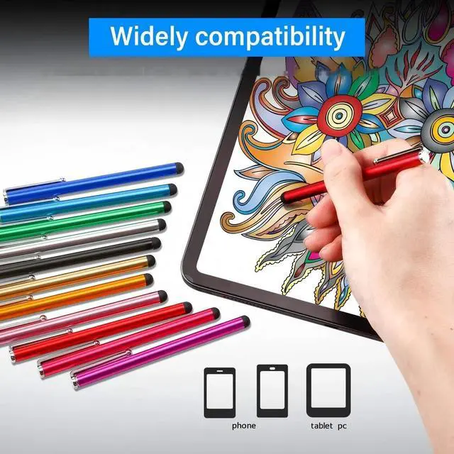 Alt view image 4 of 7 - 100 Pieces Stylus Pen Bulk Slim Touch Screen Stylus Universal Capacitive Digital Pen Compatible with Pad, Phone, Tablet, Most Devices with Capacitive Touch Screen, 10 Colors(Multicolor)
