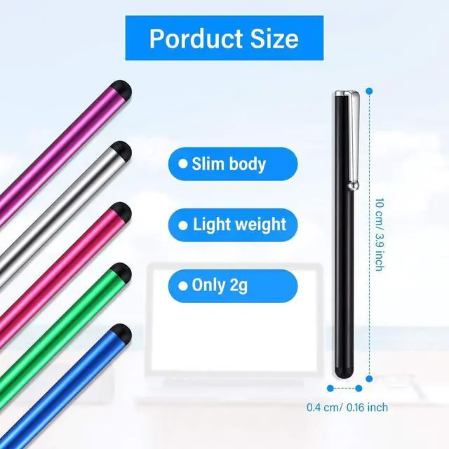 Alt view image 2 of 7 - 100 Pieces Stylus Pen Bulk Slim Touch Screen Stylus Universal Capacitive Digital Pen Compatible with Pad, Phone, Tablet, Most Devices with Capacitive Touch Screen, 10 Colors(Multicolor)