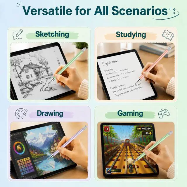 Alt view image 7 of 7 - ipad.2-in-1 Tip for Nintendo Switch | 3 Pcs,Disc & Fiber Tip,High Sensitivity,No Charging,Universal for ipad/iphone/Android/Tablets,Lightweight Alloy,4 Tips