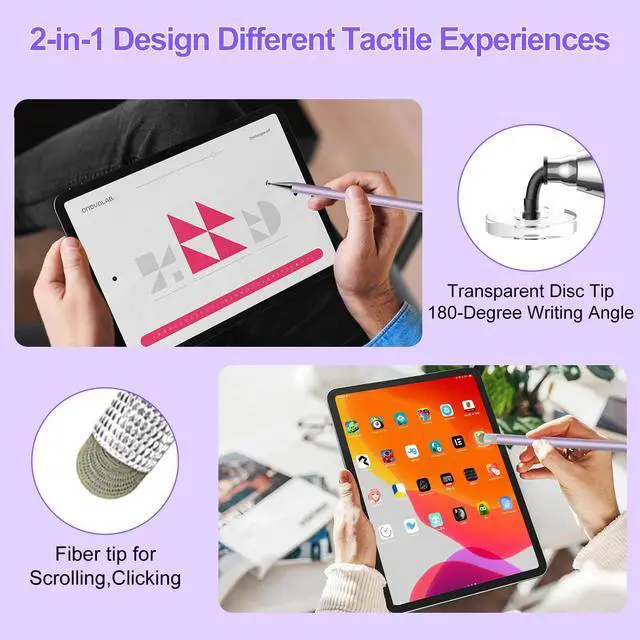 Alt view image 2 of 7 - Pen for Touchscreen, 2-in-1 Tip for Nintendo Switch | Disc & Fiber Tip, High Precision, No Bluetooth, Stylus Pen for iPad, iphone, Android, Tablets, Prevent Scratches