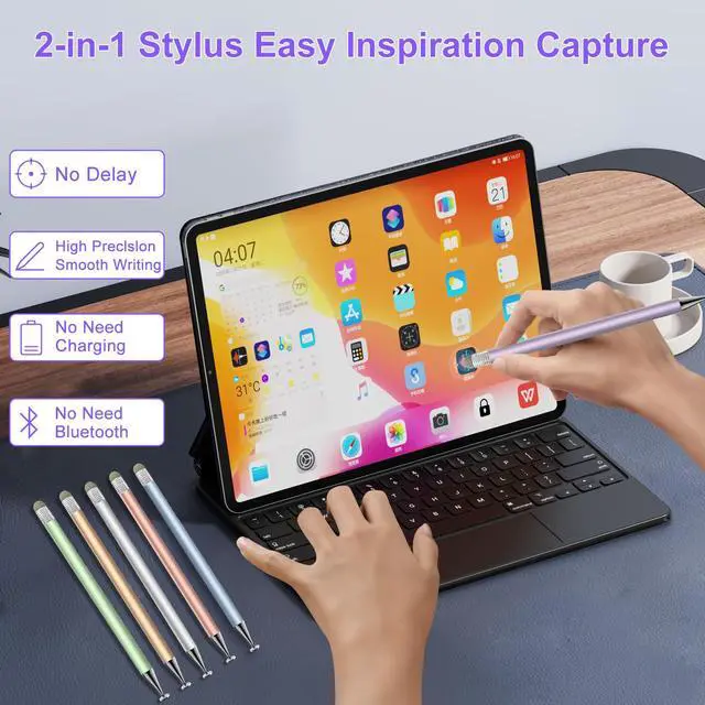 Alt view image 4 of 7 - Pen for Touchscreen, 2-in-1 Tip for Nintendo Switch | Disc & Fiber Tip, High Precision, No Bluetooth, Stylus Pen for iPad, iphone, Android, Tablets, Prevent Scratches