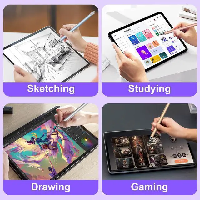 Alt view image 7 of 7 - Pen for Touchscreen, 2-in-1 Tip for Nintendo Switch | Disc & Fiber Tip, High Precision, No Bluetooth, Stylus Pen for iPad, iphone, Android, Tablets, Prevent Scratches