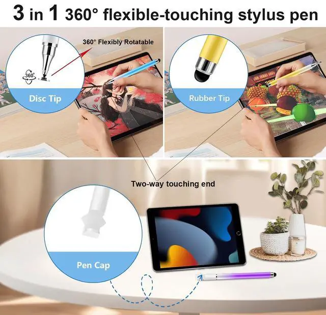 Alt view image 2 of 7 - 5Pcs Stylus Pen for Touchscreen,iPad,iPhone,3 in 1 Stylus Pen | High Precision & Sensitivity, Perfect for Touch Screens, iPhone/ipad/Samsung/Google/Microsoft/Android Tablets