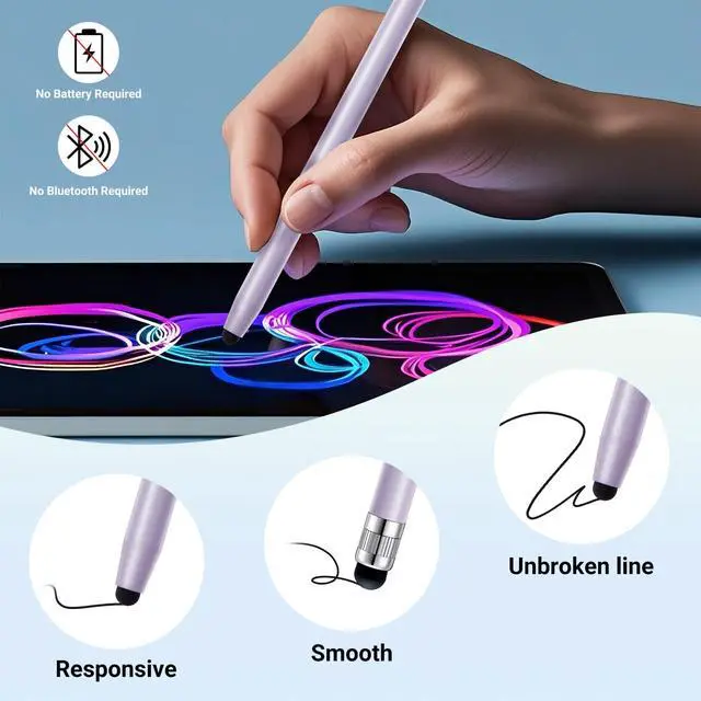 Alt view image 2 of 7 - 12Pcs Stylus Pen for Touchscreen, 2-in-1 Stylus Pen for iPad | High Precision & Sensitivity, Aluminum Body, Suitable for iPad/iPhone/Android Smartphones and Tablets and All Touch Screens