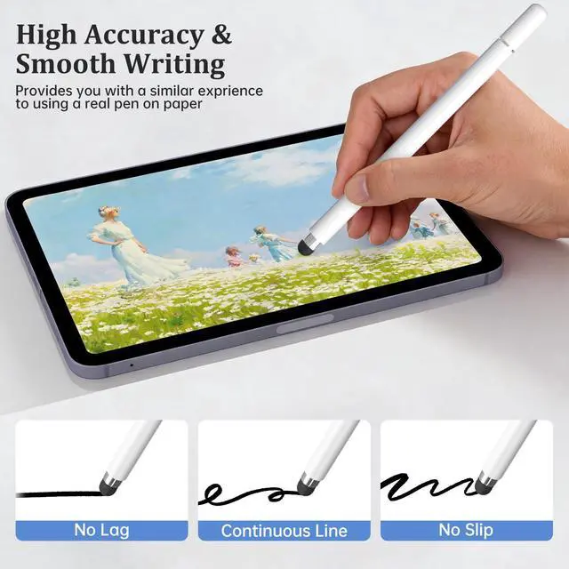 Alt view image 5 of 7 - Stylus Pen for Touchscreen, 2-in-1 Stylist Pens, 3Pcs Stylus | Rubber & Disc Tips, Magnetic Cap, High Sensitivity, Fit for iPad, iPhone, Switch, Android, Galaxy, Tablets, All Touch Screens