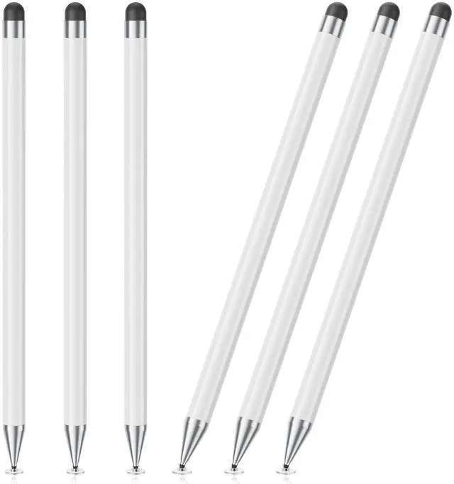 Main image of Pen for Touchscreen, 6 PCS Stylus 2-in-1 High Precision and Sensitivity, Suitable for iPad/iPhone/Samsung/Android Smartphone and Tablets, Compatible with Capacitive Touch Screen (White)