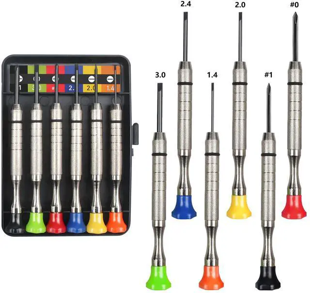 Main image of Small Screwdriver Set -3pcs Flathead and 3pcs Phillips Micro Head Mini Screwdriver Set Precision CRV Eyeglasses Watches Electronics Computer Repair Kit Cool Gadgets Tool Gifts for Men