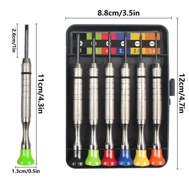 Alt view image 2 of 7 - Small Screwdriver Set -3pcs Flathead and 3pcs Phillips Micro Head Mini Screwdriver Set Precision CRV Eyeglasses Watches Electronics Computer Repair Kit Cool Gadgets Tool Gifts for Men