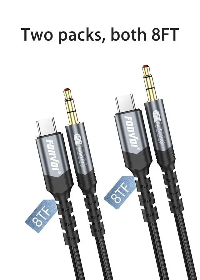 Alt view image 2 of 7 - USB C to 3.5mm Audio Aux Cable,Type C Adapter to 3.5mm Headphone Stereo Cord Car Compatible with:Android/iPhone15/Samsung Galaxy Note iPad Pro Google Pixel and More (8FT/2Park)