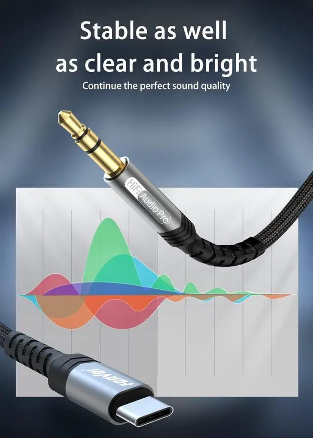 Alt view image 6 of 7 - USB C to 3.5mm Audio Aux Cable,Type C Adapter to 3.5mm Headphone Stereo Cord Car Compatible with:Android/iPhone15/Samsung Galaxy Note iPad Pro Google Pixel and More (8FT/2Park)