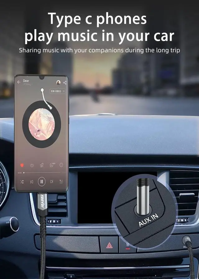 Alt view image 7 of 7 - USB C to 3.5mm Audio Aux Cable,Type C Adapter to 3.5mm Headphone Stereo Cord Car Compatible with:Android/iPhone15/Samsung Galaxy Note iPad Pro Google Pixel and More (8FT/2Park)