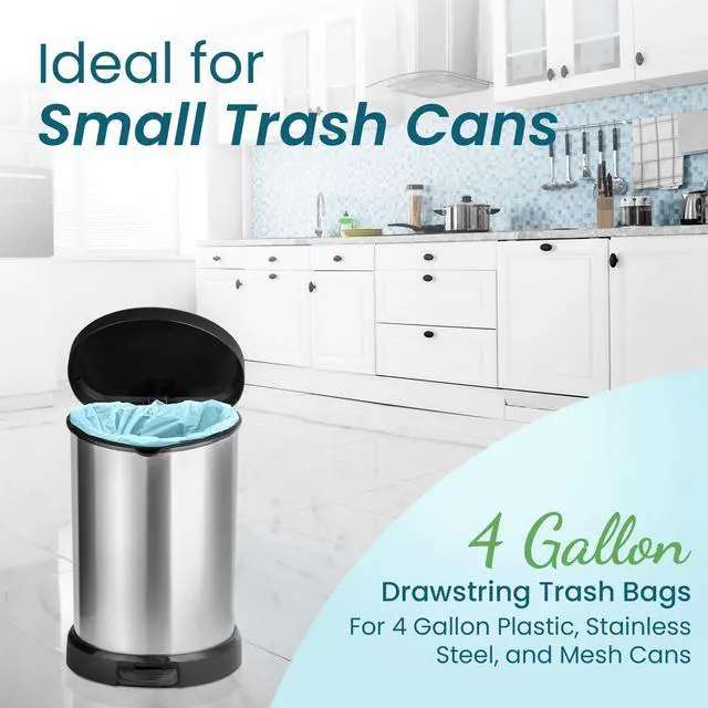 Alt view image 3 of 7 - Small Trash Bags Drawstring 4 Gallon Fresh Scented | 200 Count, Bathroom Trash Bags, Garbage Bags, Leak-Proof, Durable, Odor Control, Kitchen, Bedroom, Office, Household