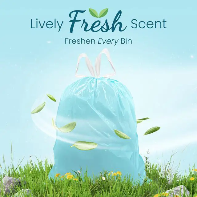 Alt view image 5 of 7 - Small Trash Bags Drawstring 4 Gallon Fresh Scented | 200 Count, Bathroom Trash Bags, Garbage Bags, Leak-Proof, Durable, Odor Control, Kitchen, Bedroom, Office, Household