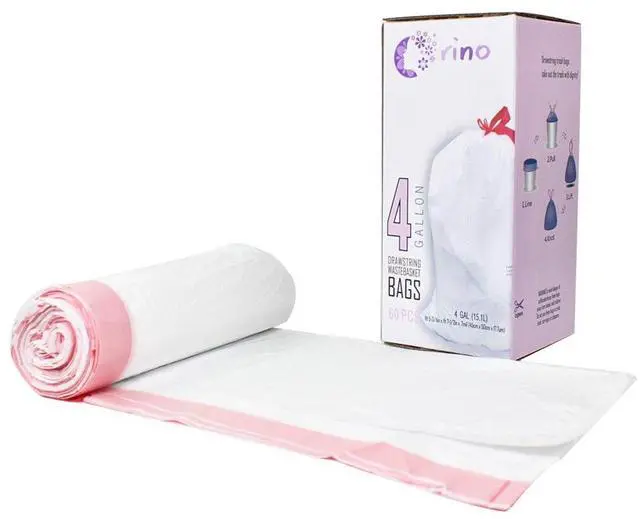 Alt view image 6 of 7 - Ultra Strong Small Garbage Bags for Car Bath Room and Office 4 Gallon Drawstring Can Liner 0.7 mil White Unscented 60 Count Cat Litter Trash Bag for Small Trash Bin