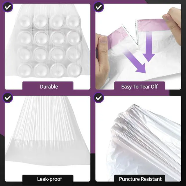 Alt view image 3 of 6 - Small Trash Bags 4 Gallon - Drawstring Small Garbage Bags | White Mini Trash Can Liners for Bathroom, Bedroom, Office, Faint Scented, 45 Count