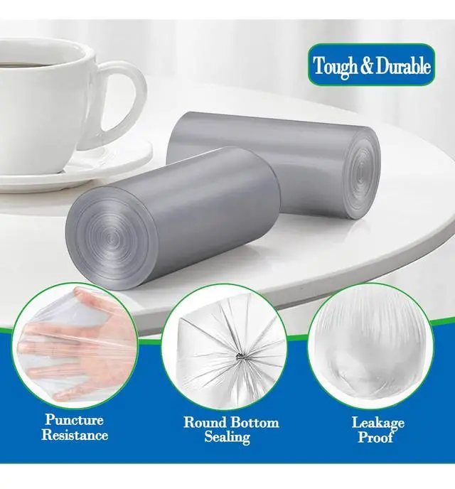 Alt view image 4 of 6 - 4 gallon Grey trash can liners,Small Garbage Bags 250,Extra Strong 3,4,5 Gal Trash Bag,Fit 10-12-15 liters trash Bin Liners for Home Office Kitchen Grey 250