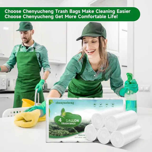 Alt view image 5 of 6 - 4 Gallon Small White Biodegradable Trash-Bag - Small Garbage Bags For Bathroom Can Unscented Compostable Kitchen Office Car Waste Basket Liners 100counts 15l Bulk Chenyucheng