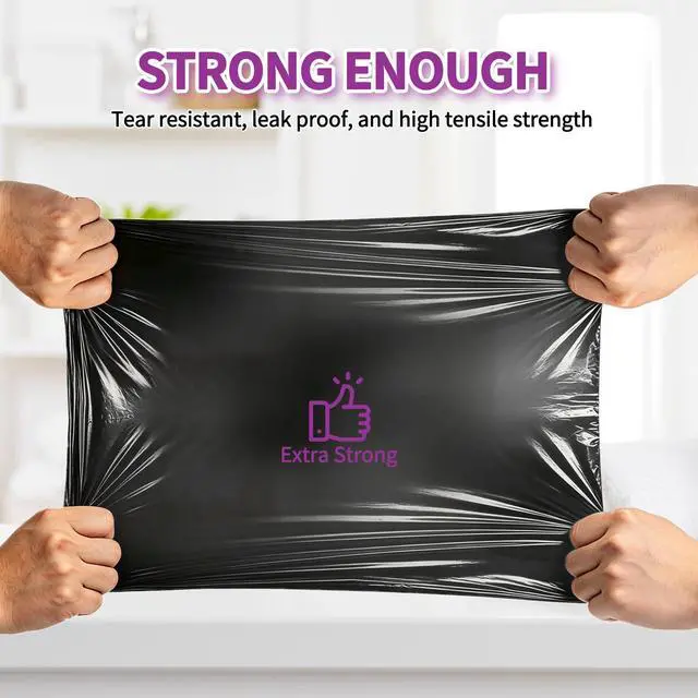 Alt view image 6 of 7 - 100 Count Small Drawstring Trash Bags, 4 Gallon (15L) Pre-separated Garbage Bags, Extra Thick Leak-proof Mini Wastebasket Liners for Bathroom, Office, Bedroom (Black)