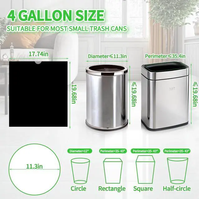 Alt view image 2 of 6 - 100 Count Small Drawstring Trash Bags for 4-Gallon (15 L) Trash Cans,Thick Pre-separated Garbage Bags,Mini Wastebasket can Liners for Bathroom Bedroom Office(Black)