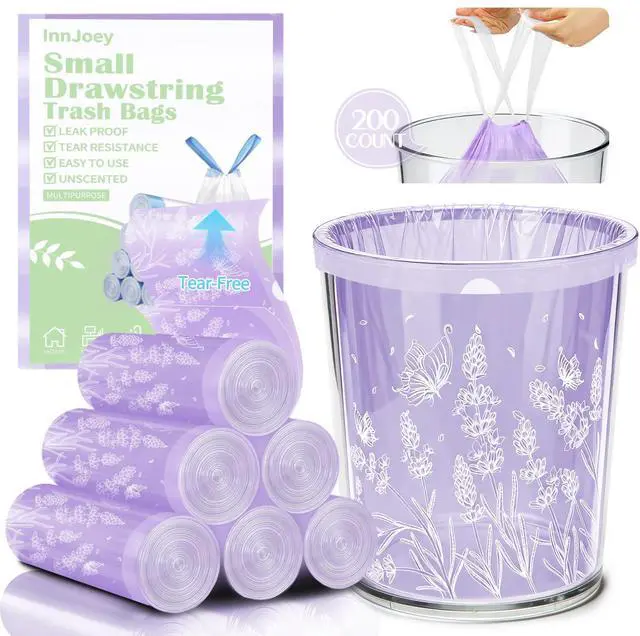 Main image of 4 Gallon 200PCS Small Drawstring Trash Bags, Floral Printed Design,Thick Pre-separated Garbage Bags Mini Wastebasket can Liners for Bathroom Bedroom Office
