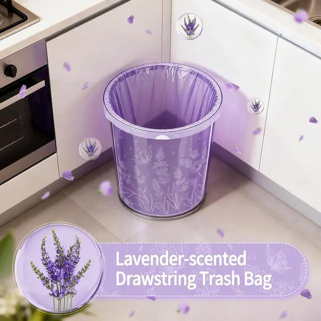 Alt view image 3 of 7 - 4 Gallon 200PCS Small Drawstring Trash Bags, Floral Printed Design,Thick Pre-separated Garbage Bags Mini Wastebasket can Liners for Bathroom Bedroom Office