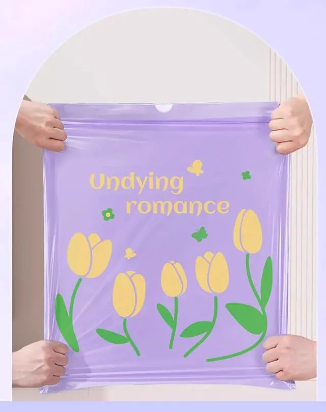 Alt view image 2 of 7 - 50pcs 4 Gallon Trash Bags Drawstring Tear-Free Separated Plastic Can Liner for Bathroom Office Home Bedroom Small Garbage Basket Bags (purple tulip, 50Counts)