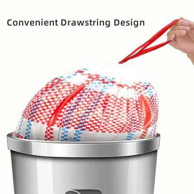 Alt view image 2 of 7 - 4 Gallon Trash Bags, Small Garbage Bags with Drawstring and Printed Striped Design, Tear-Free, Leakproof & Durable Small Trash Bags for Bathroom, Office, 50 Count