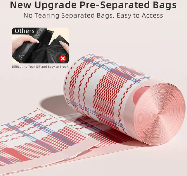 Alt view image 4 of 7 - 4 Gallon Trash Bags, Small Garbage Bags with Drawstring and Printed Striped Design, Tear-Free, Leakproof & Durable Small Trash Bags for Bathroom, Office, 50 Count